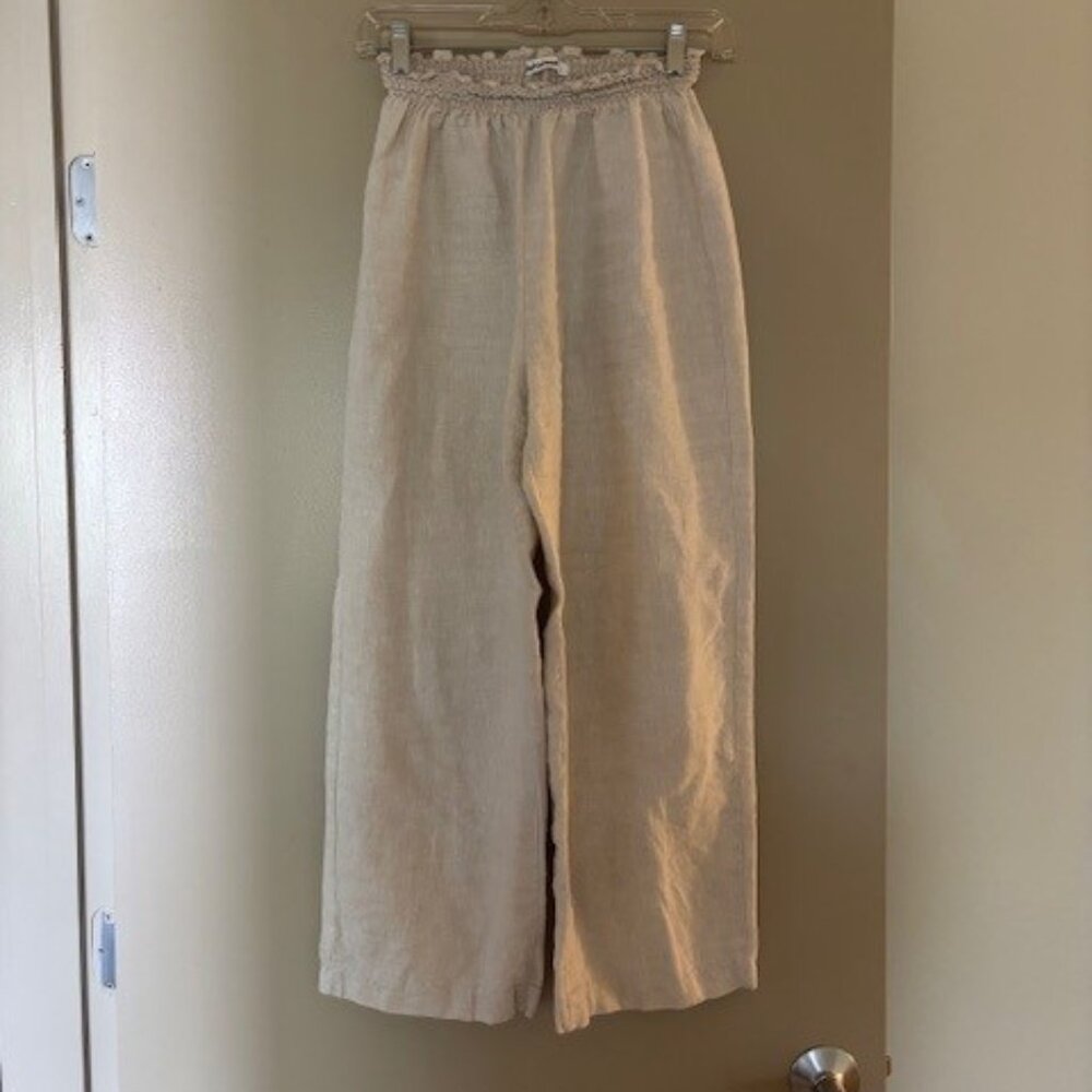 Reformation Linen Straight Leg Cropped Pants - Size M